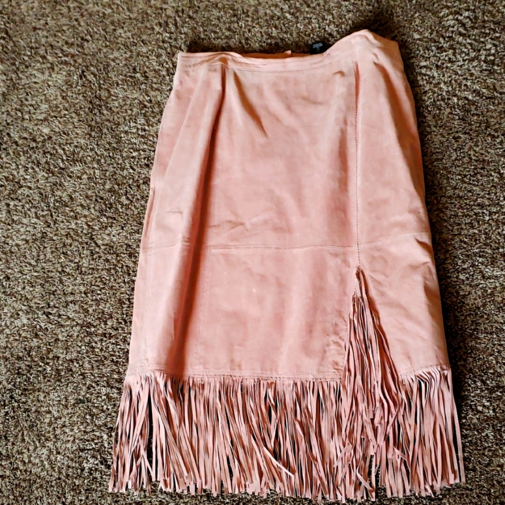 Roaman's Pink Midi Pencil Skirt with Asymmetrical Slit for Cocktail
